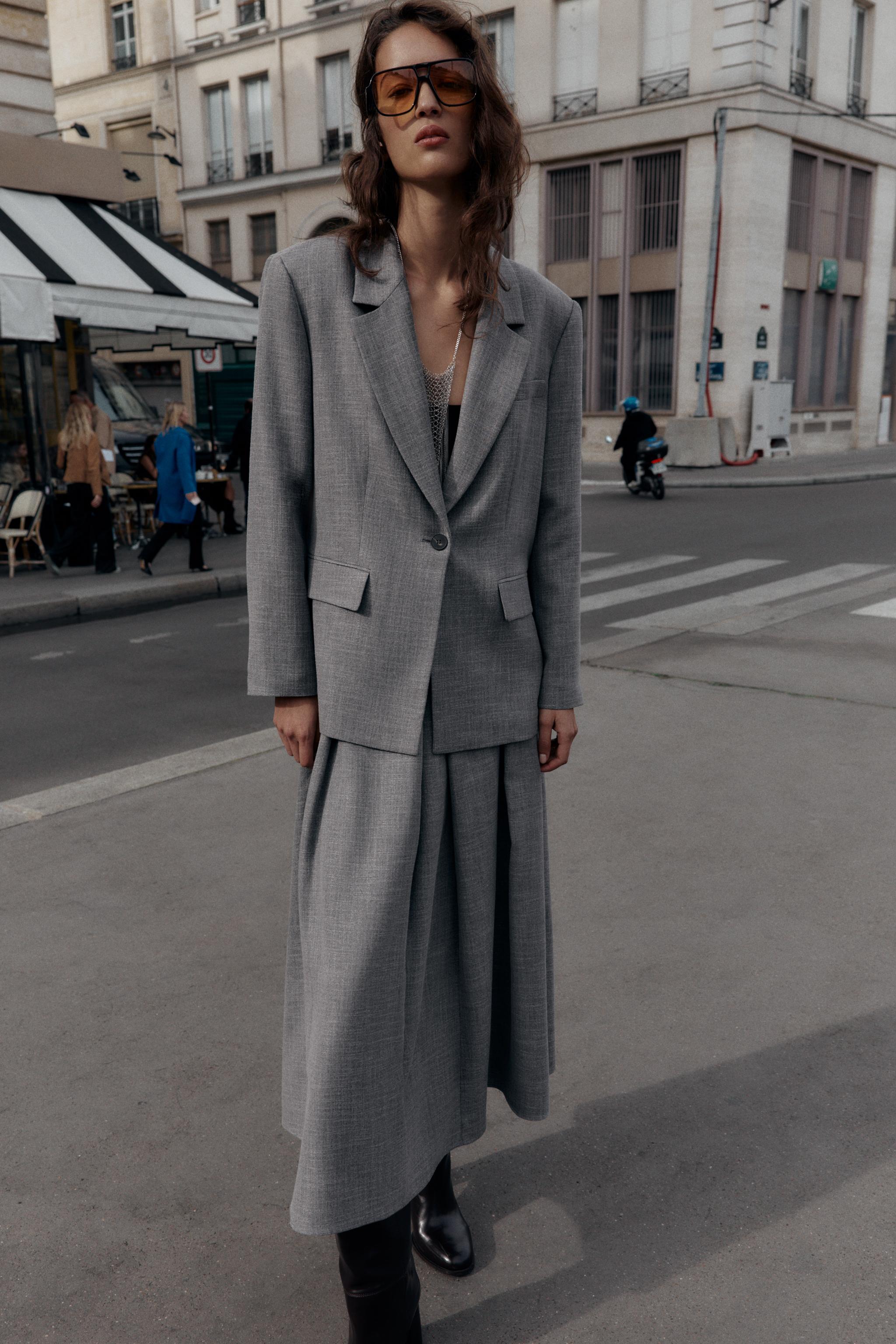 HERRINGBONE BLAZER WITH SHOULDER PADS